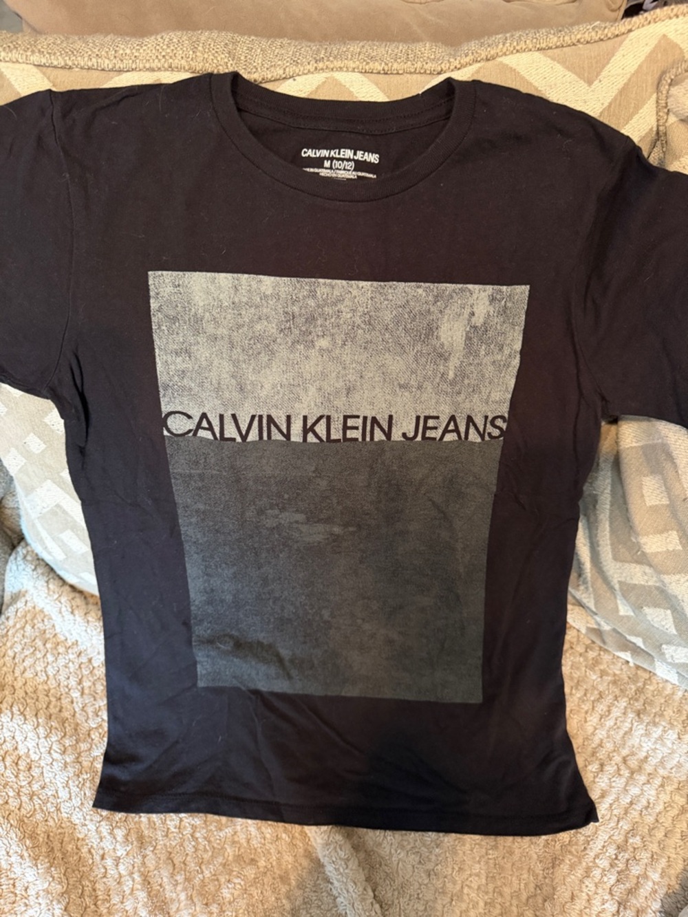Calvin Klein Jeans Black Tee with Gray Graphic Panel